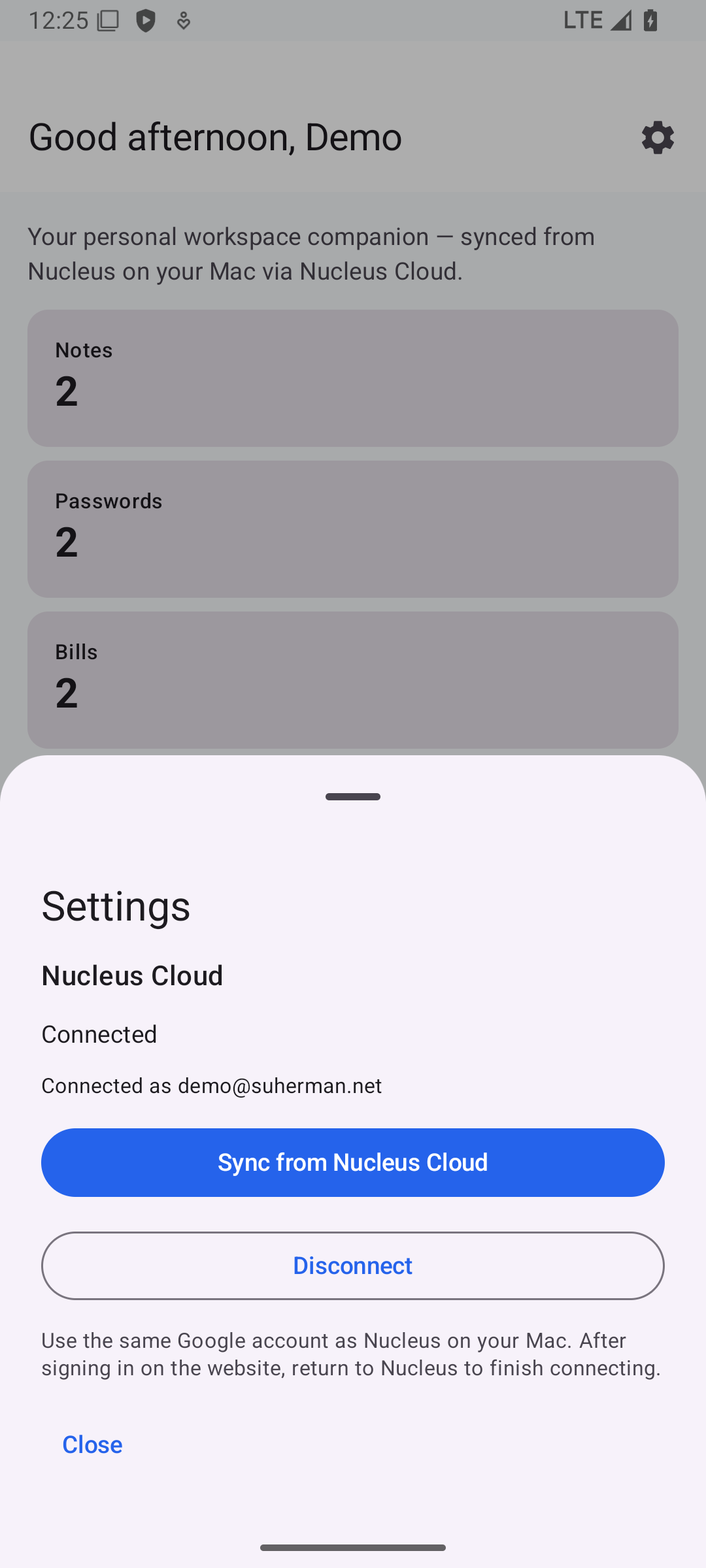 Settings on Android
